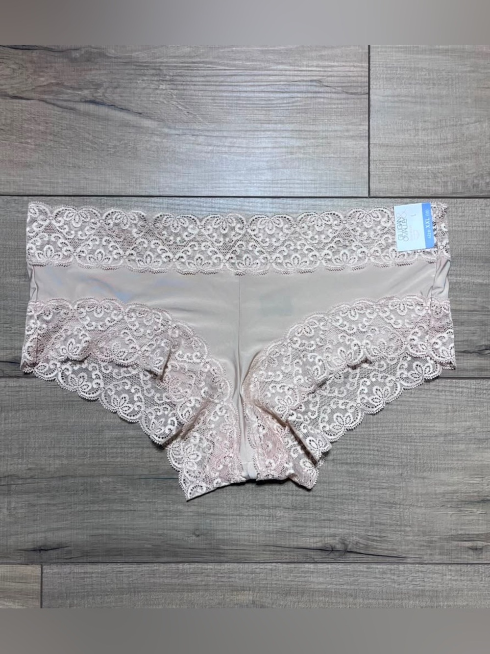 Gilligan O'Malley Women Boy Short Panties With Lace  XXL (18) Beige Nylon Blend